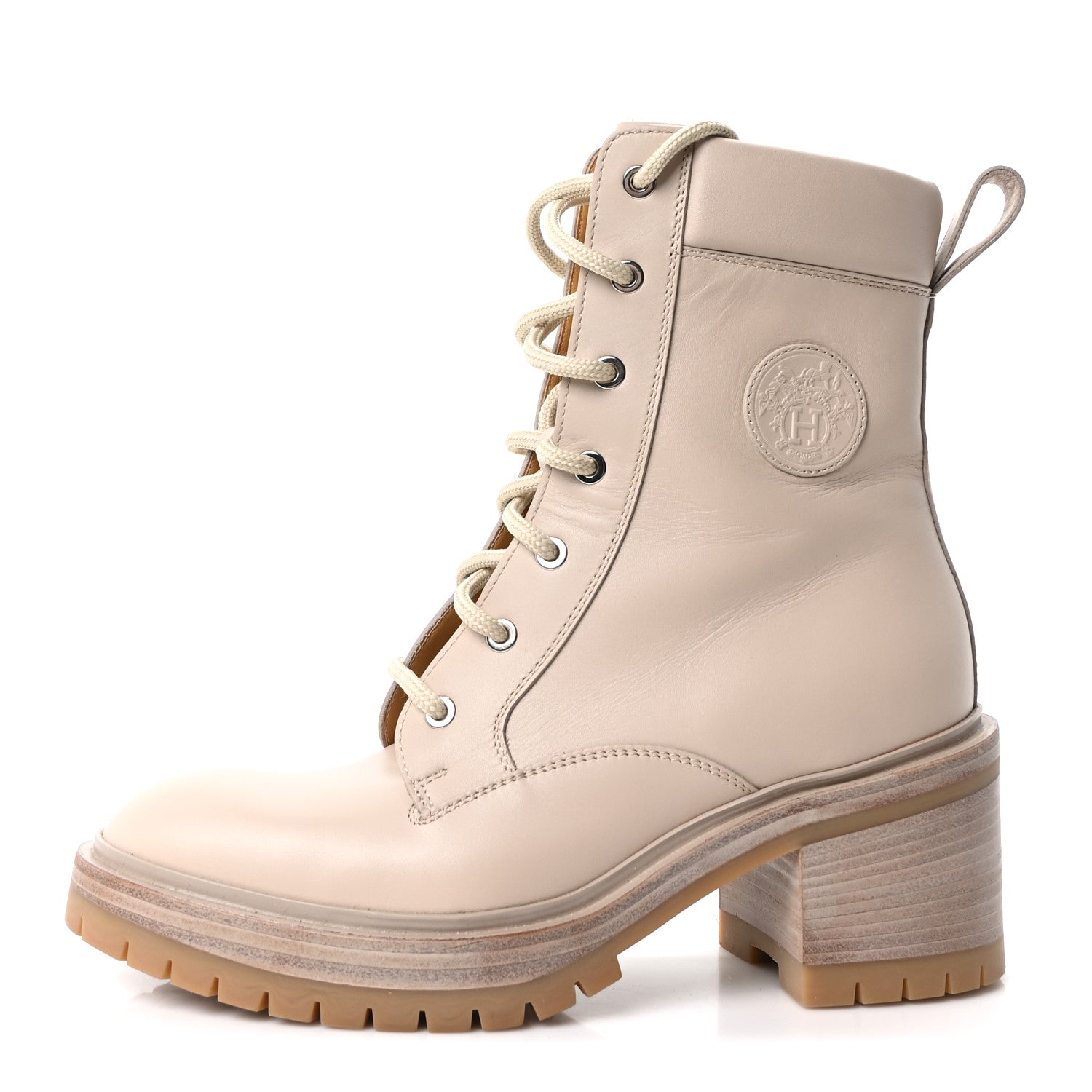 Hermes Calfskin Bridge Ankle Boots 37.5 Beige Grege 1 of 9