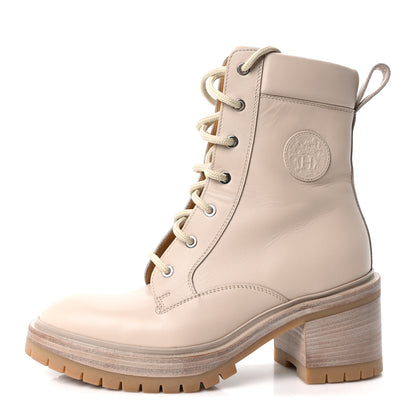 Hermes Calfskin Bridge Ankle Boots 37.5 Beige Grege 1 of 9