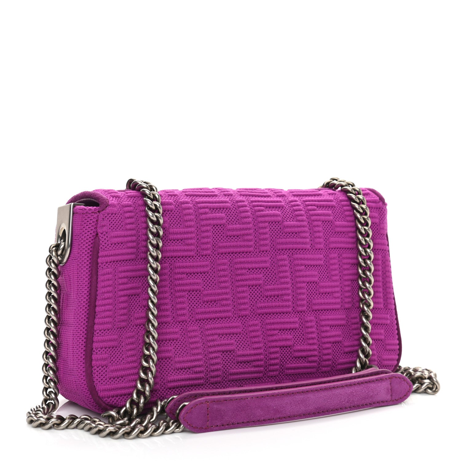 Fendi Technical Fabric FF Midi Chain Baguette Bouganville 3 of 10