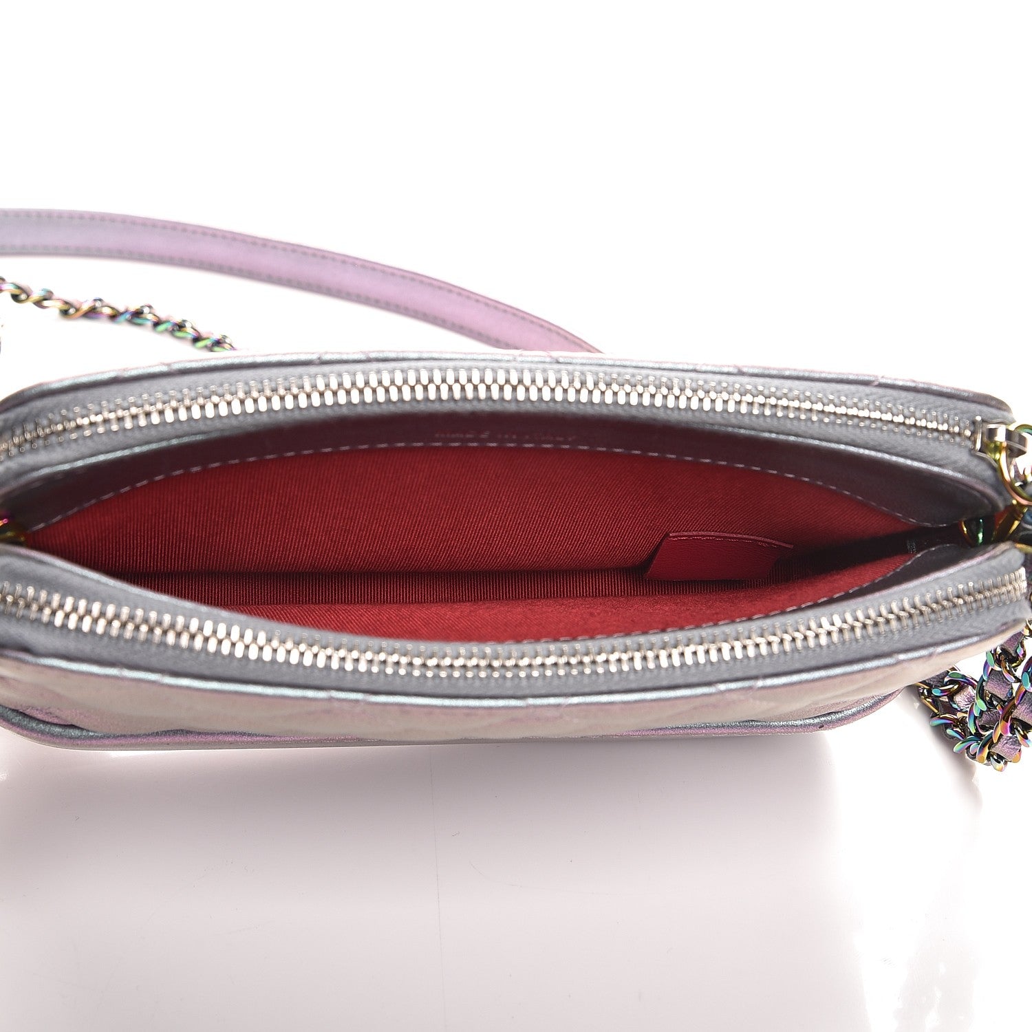 Chanel Iridescent Lambskin Calfskin Quilted Small Gabrielle Clutch With Chain Light Purple 5 of 9