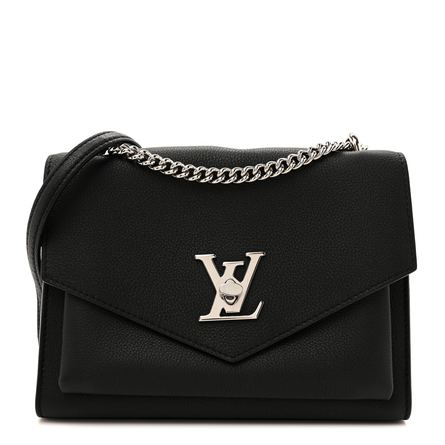Louis Vuitton Soft Calfskin Mylockme Chain Bag BB Black 1 of 9