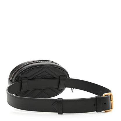 Gucci Calfskin Matelasse GG Marmont Belt Bag 75 30 Black 3 of 11