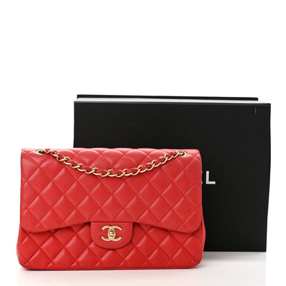 Chanel Lambskin Quilted Jumbo Double Flap Red 17 of 17