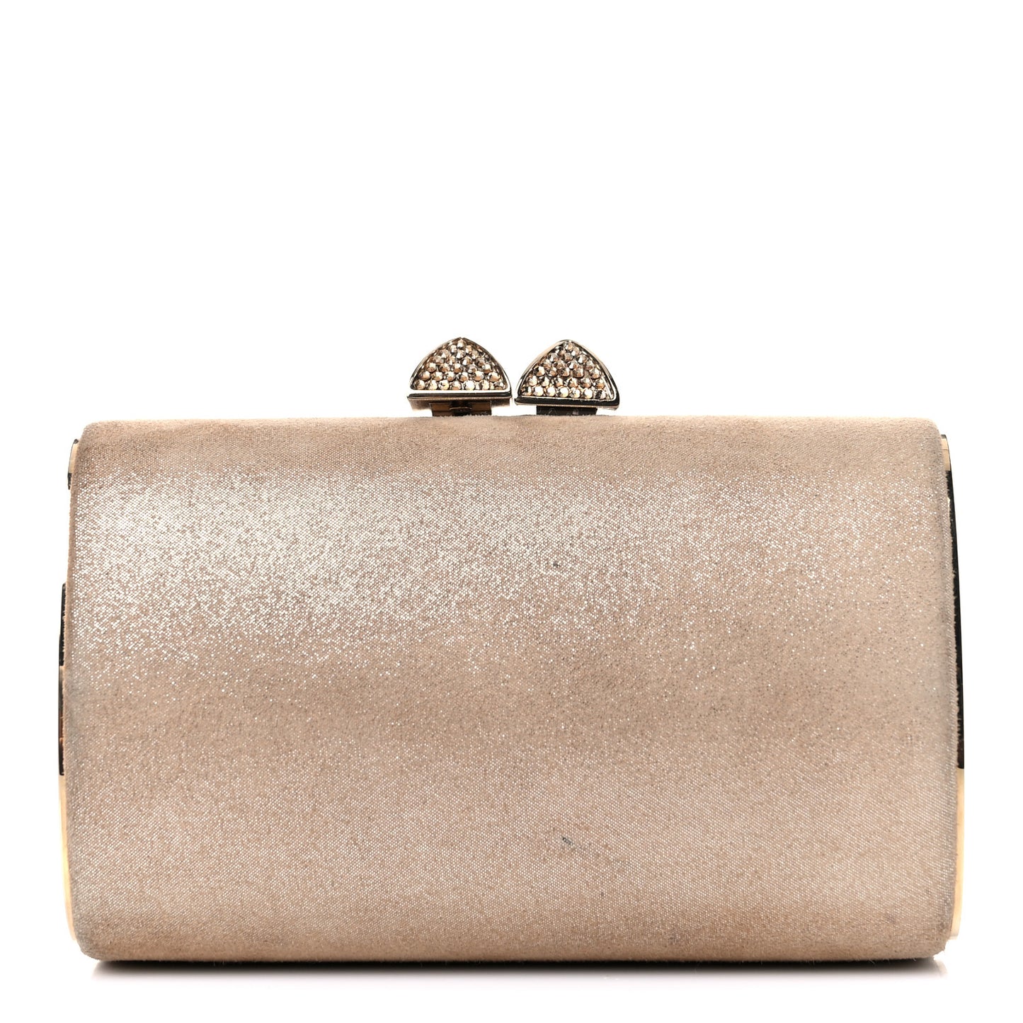 Shimmer Suede Mini Charm Clutch Sand