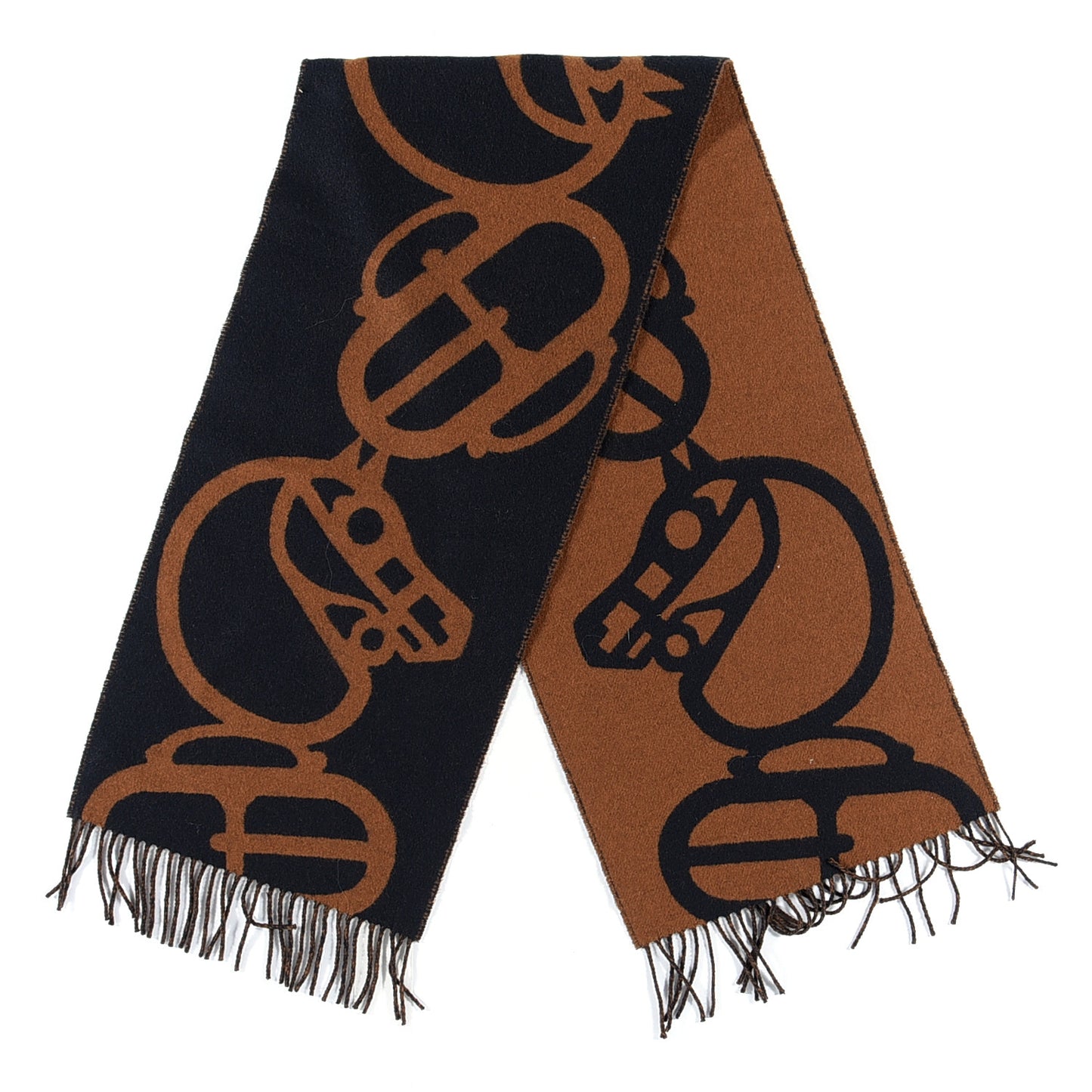 Cashmere Boucles et Camails Muffler Marine Caramel