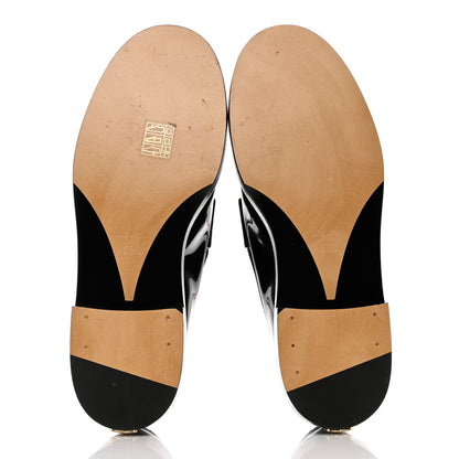 Chanel Shiny Calfskin Logo Loafers 38 Black 6 of 9