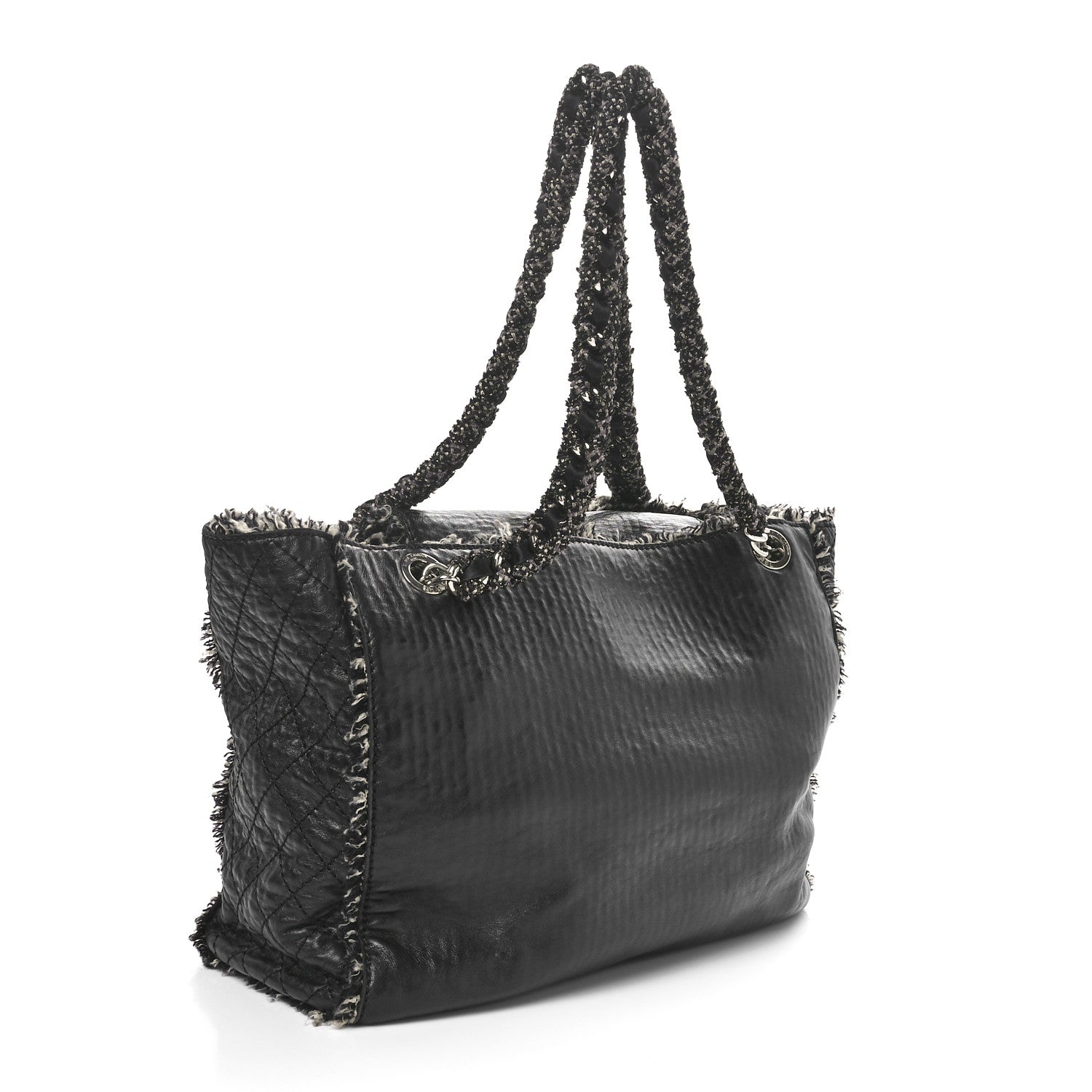 Chanel Glazed Calfskin Tweed Tweedy Shopping Tote Black 2 of 11