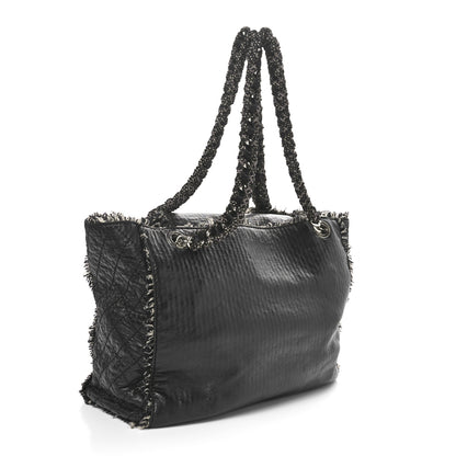 Chanel Glazed Calfskin Tweed Tweedy Shopping Tote Black 2 of 11