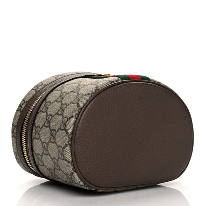 Gucci GG Supreme Monogram Textured Calfskin Web Ophidia Vanity Cosmetic Case Beige Ebony New Acero 3 of 11