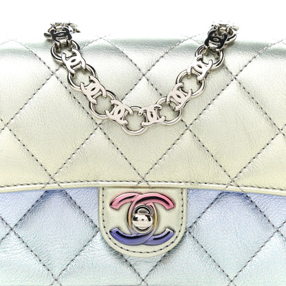 Chanel Gradient Metallic Calfskin Quilted Clutch Silver Blue Yellow Purple 8 of 10
