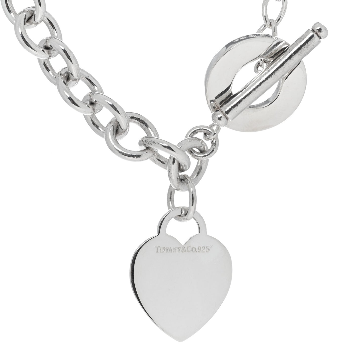Sterling Silver Heart Tag Toggle Necklace