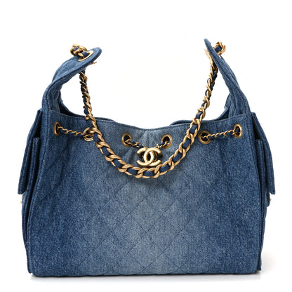 Chanel Washed Denim Quilted Small Chanel 25 Handbag Blue 1 of 10