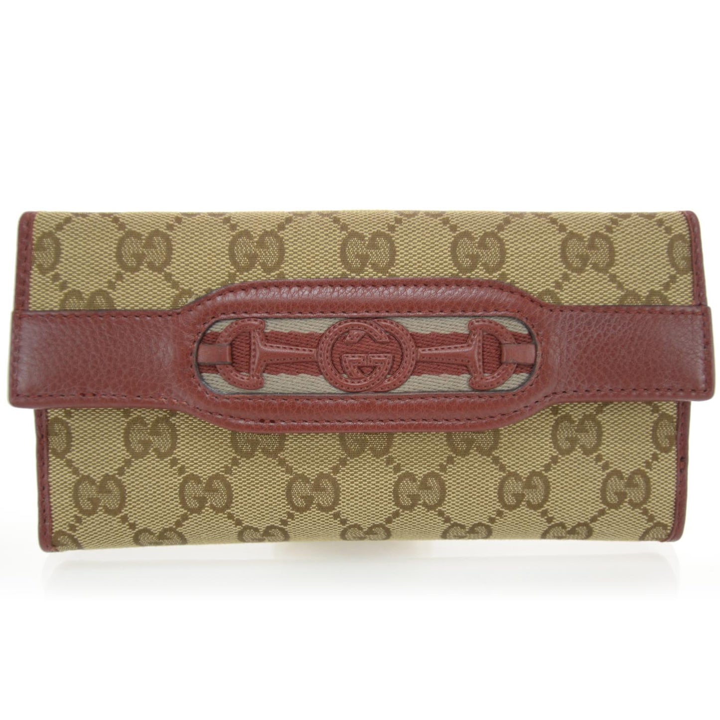 Monogram Interlocking G Horsebit Web Continental Wallet
