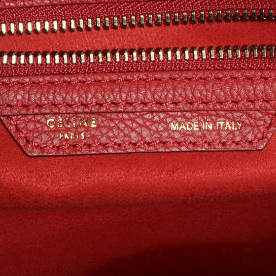 Celine Drummed Calfskin Mini Luggage Coquelicot 7 of 16
