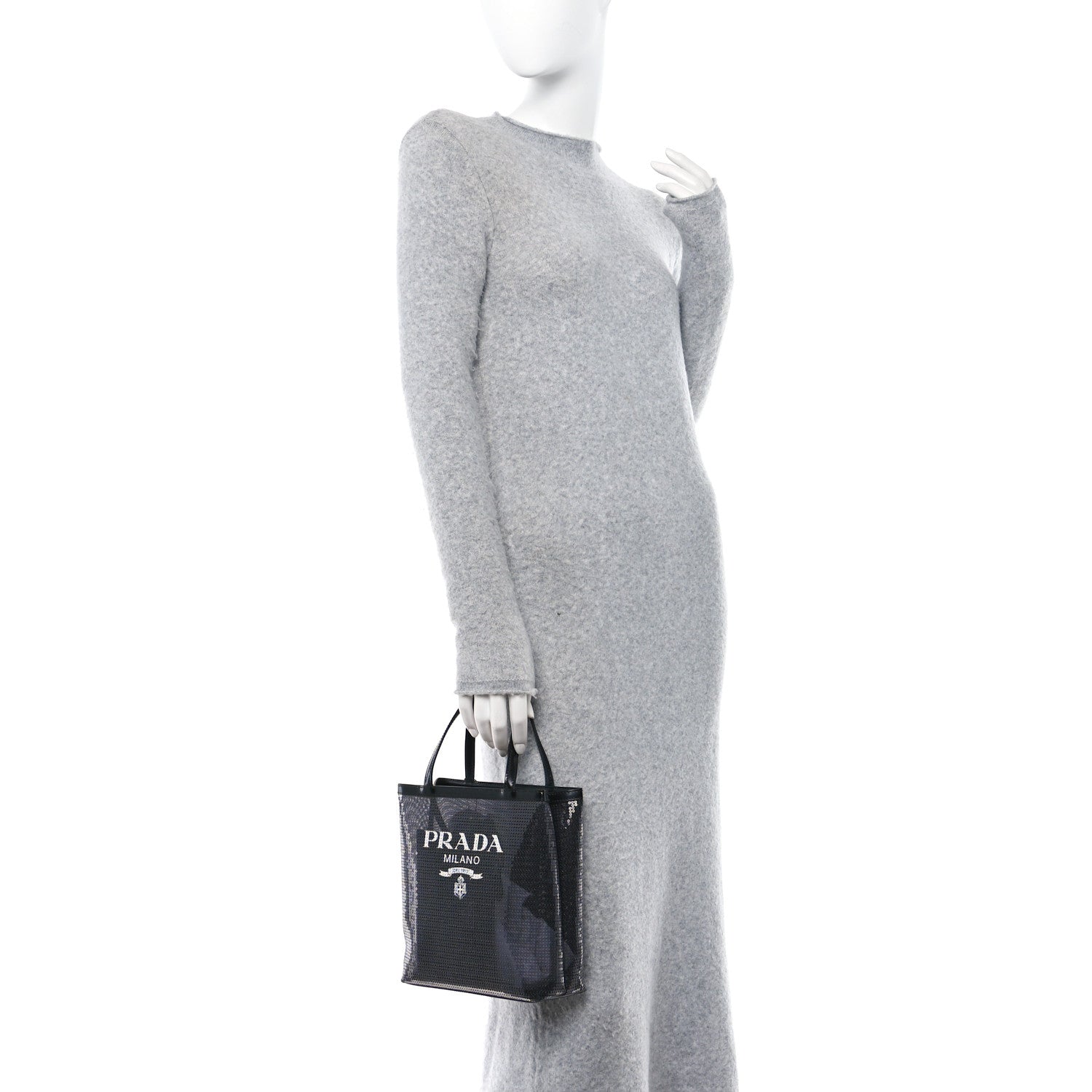 Prada Sequin Rete Paillettes Small Tote Bag Black 2 of 13