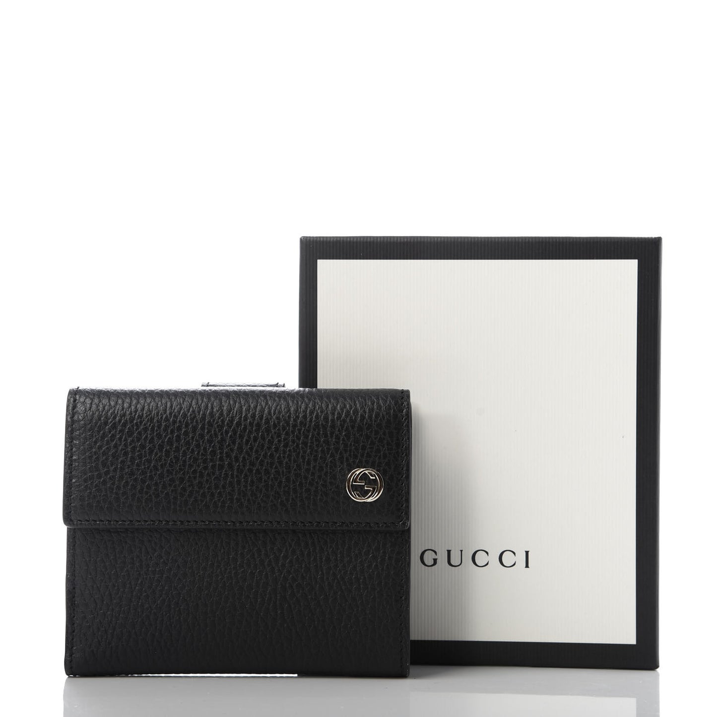 Dollar Calfskin Interlocking G French Wallet Black