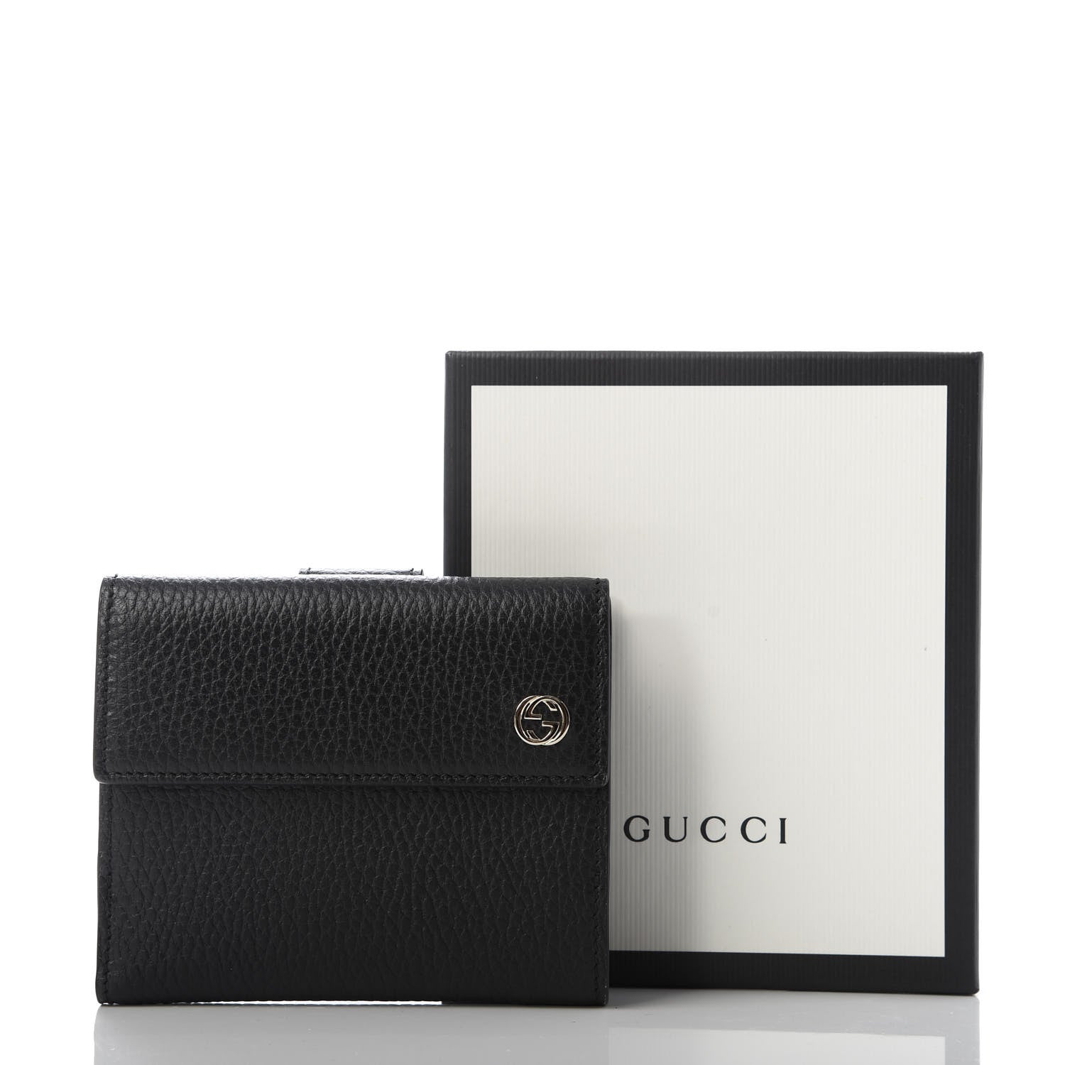 Gucci Dollar Calfskin Interlocking G French Wallet Black 7 of 7