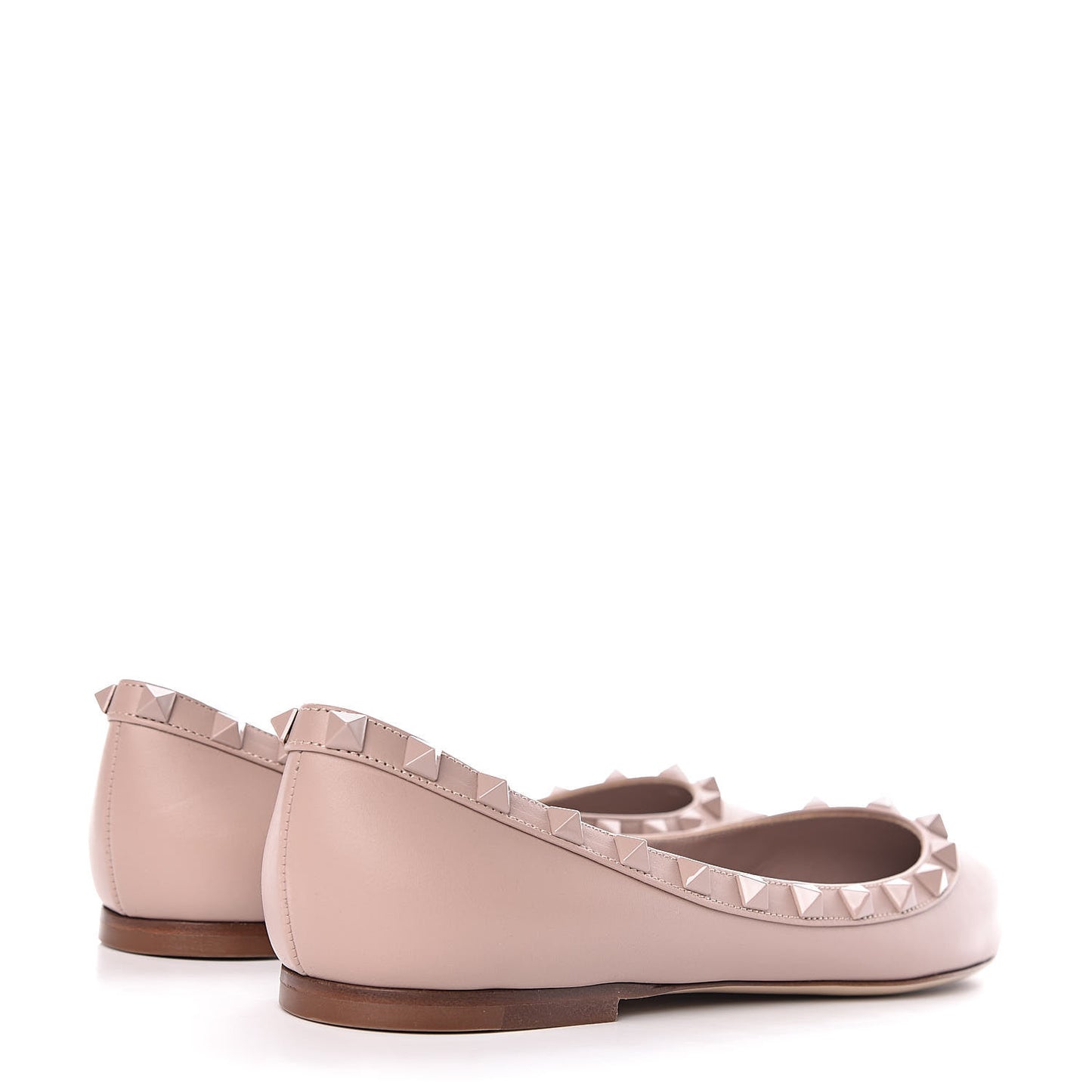 Calfskin Lacquered Monochrome Rockstud Ballerina Flats 38 Poudre