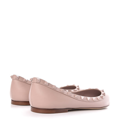 Valentino Garavani Calfskin Lacquered Monochrome Rockstud Ballerina Flats 38 Poudre 4 of 8
