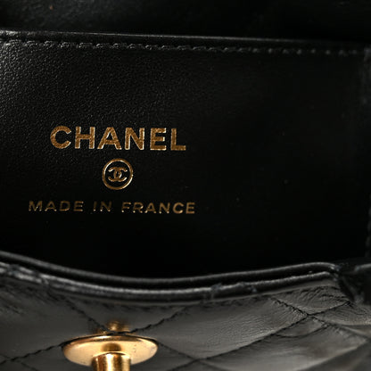 Chanel Shiny Aged Calfskin Quilted Mini Nano Kelly Shopper Black 7 of 10