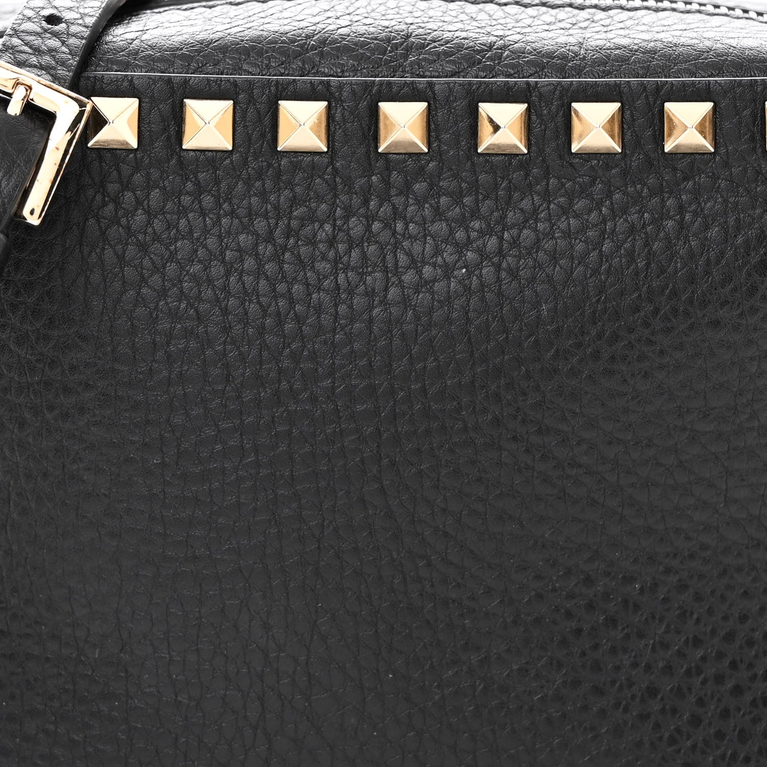 Valentino Garavani Pebbled Calfskin Rockstud Camera Crossbody Bag Black 7 of 15