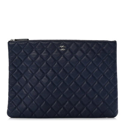 Chanel Caviar Quilted Large Cosmetic Case Navy 1 of 7
