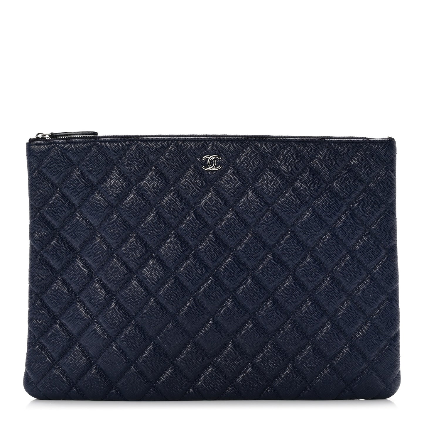 Caviar Quilted Large Cosmetic Case Navy