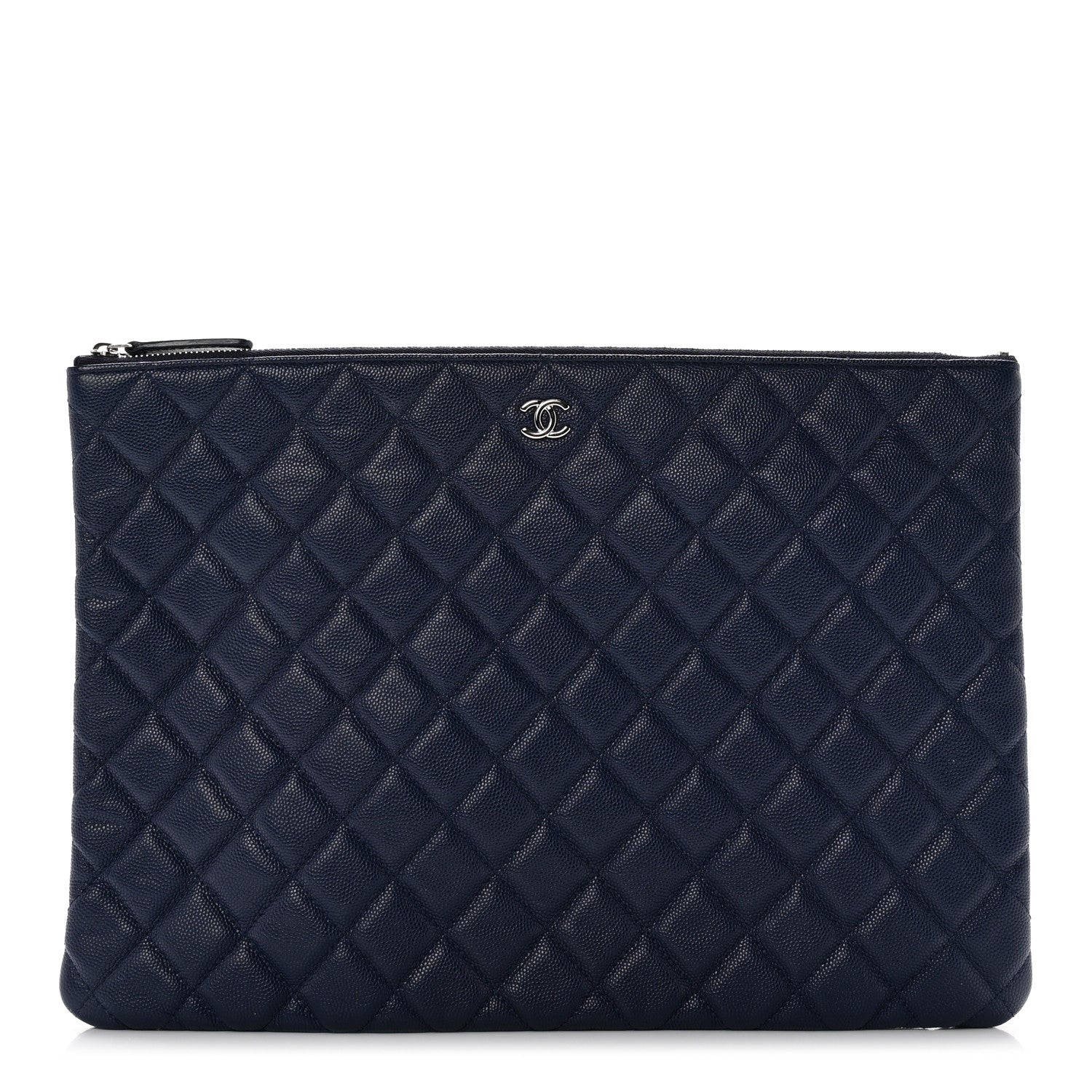 Chanel Caviar Quilted Large Cosmetic Case Navy 1 of 8