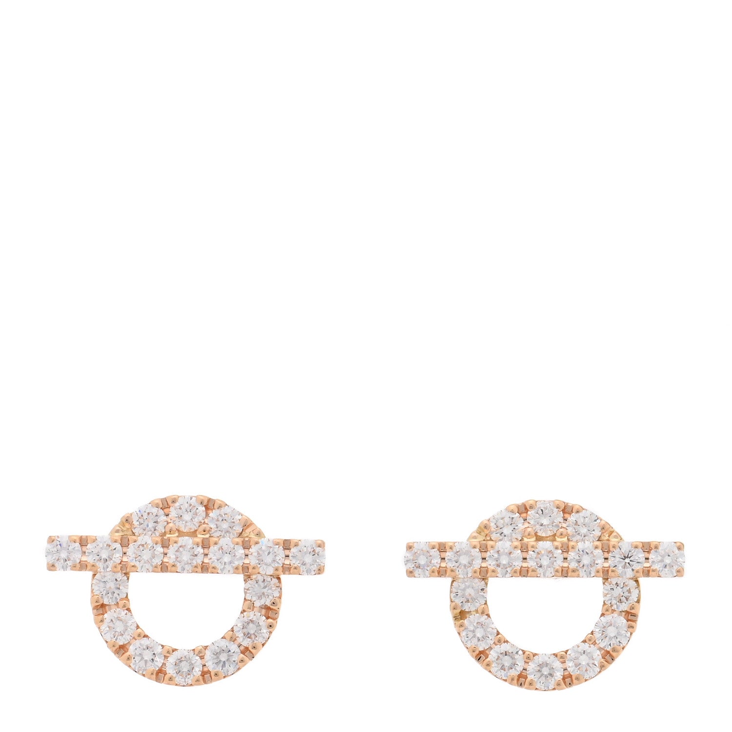 Hermes 18K Rose Gold Diamond Finesse Earrings 1 of 5