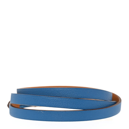 Hermes Swift Epsom Hapi Triple Tour Wrap Bracelet M Bleu Hydra Gold 3 of 8