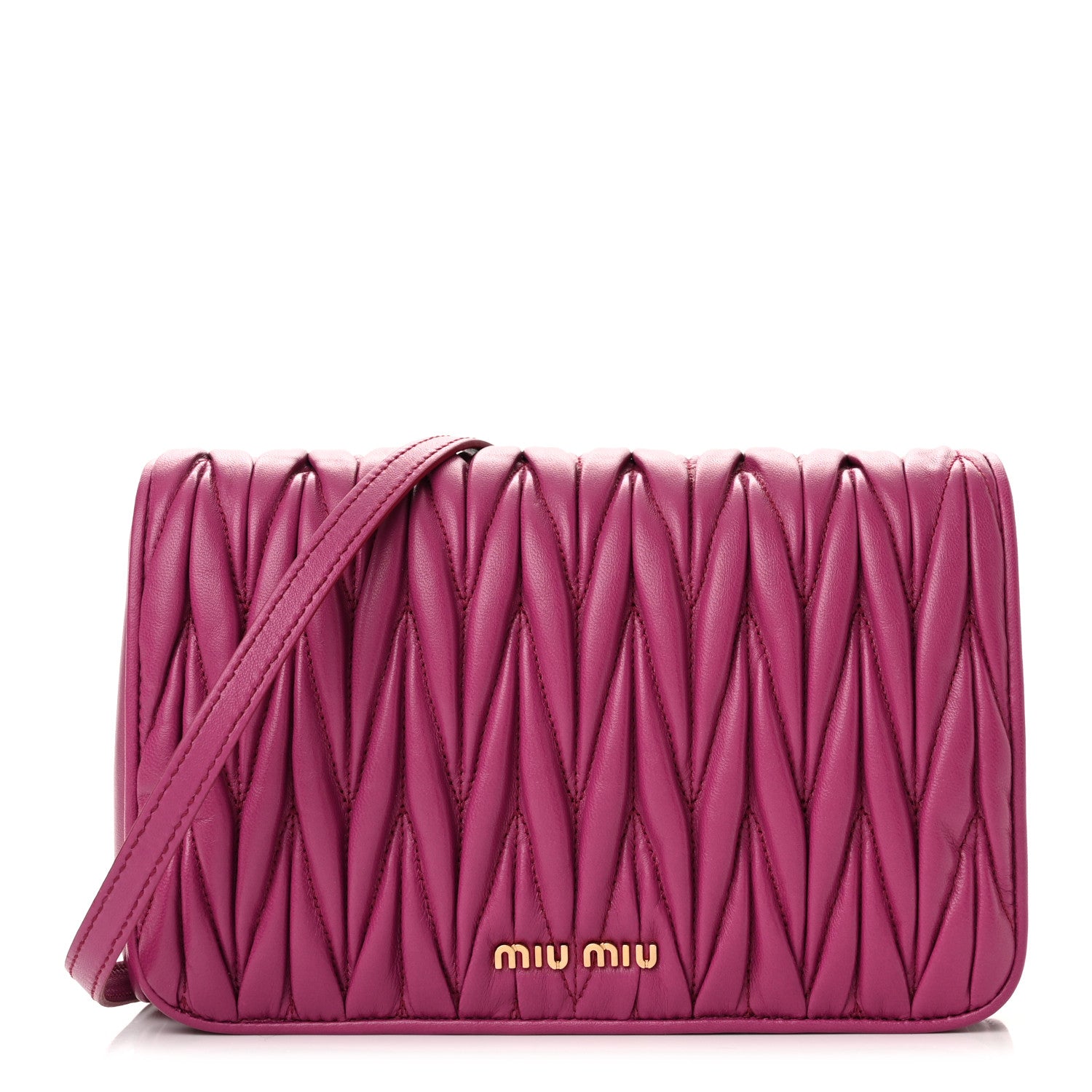 Miu Miu Nappa Matelasse Crossbody Flap Fuxia 1 of 9