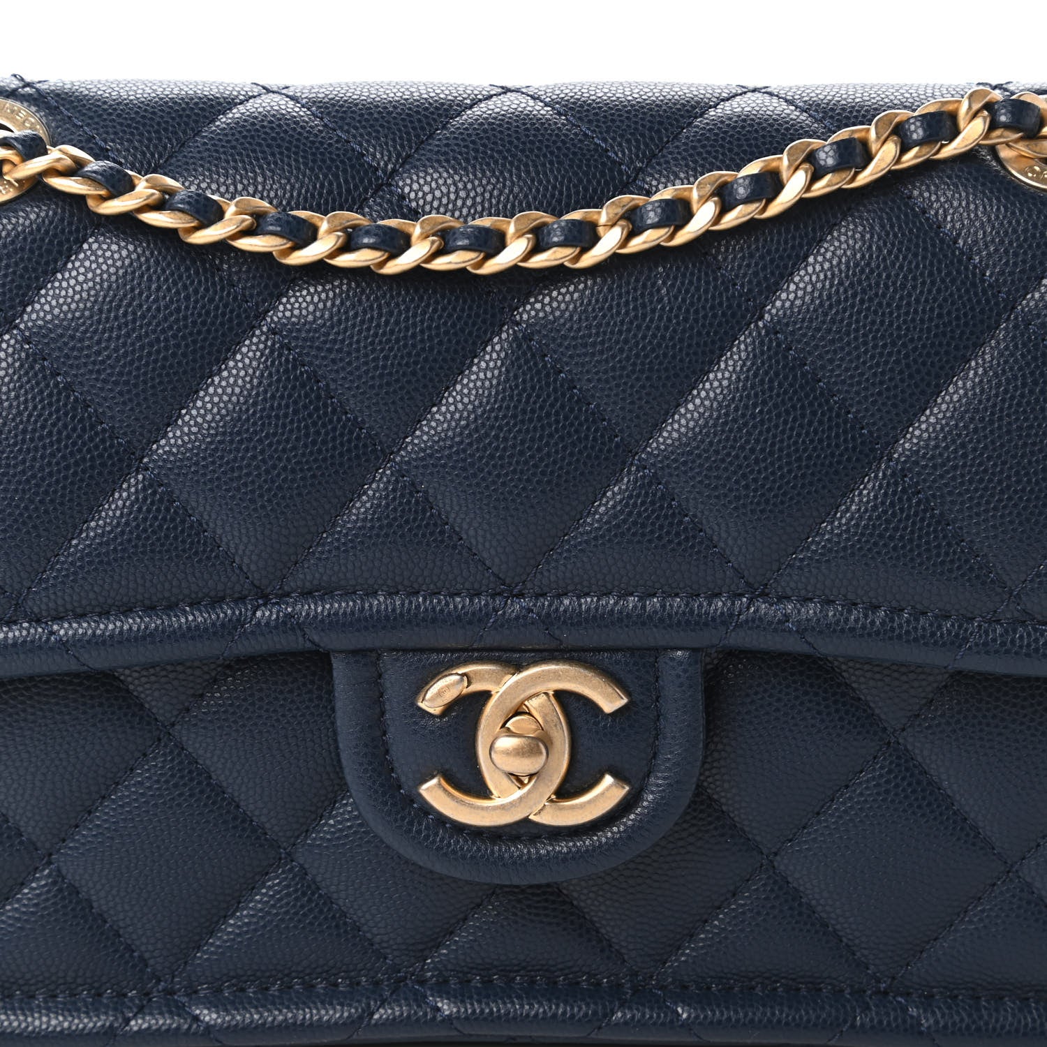 Chanel Caviar Quilted Medium Sweet Classic Flap Navy Blue 10 of 10