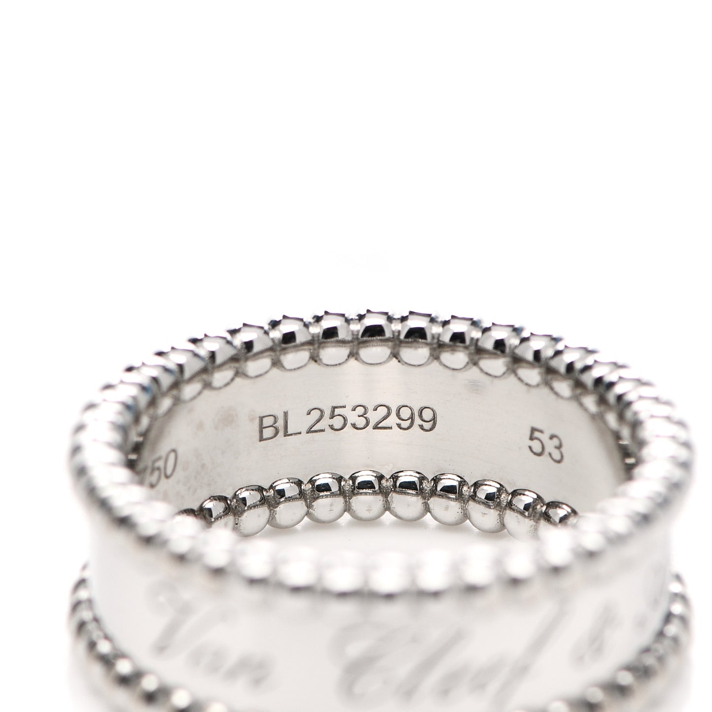 18K White Gold Perlee Signature Ring 53 6.25