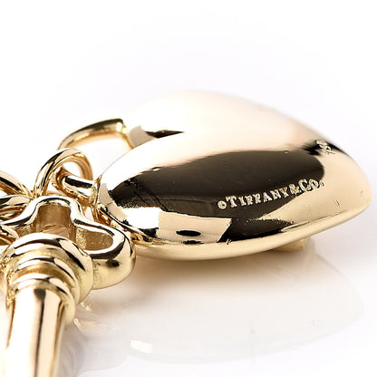 Tiffany 18K Yellow Gold Heart Lock Key Chain Bracelet 4 of 5