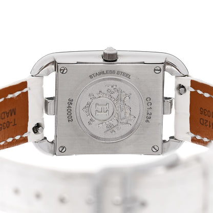 Hermes Stainless Steel Alligator Diamond Bezel Mother of Pearl 23mm Cape Cod Quartz Watch Blanc 4 of 5