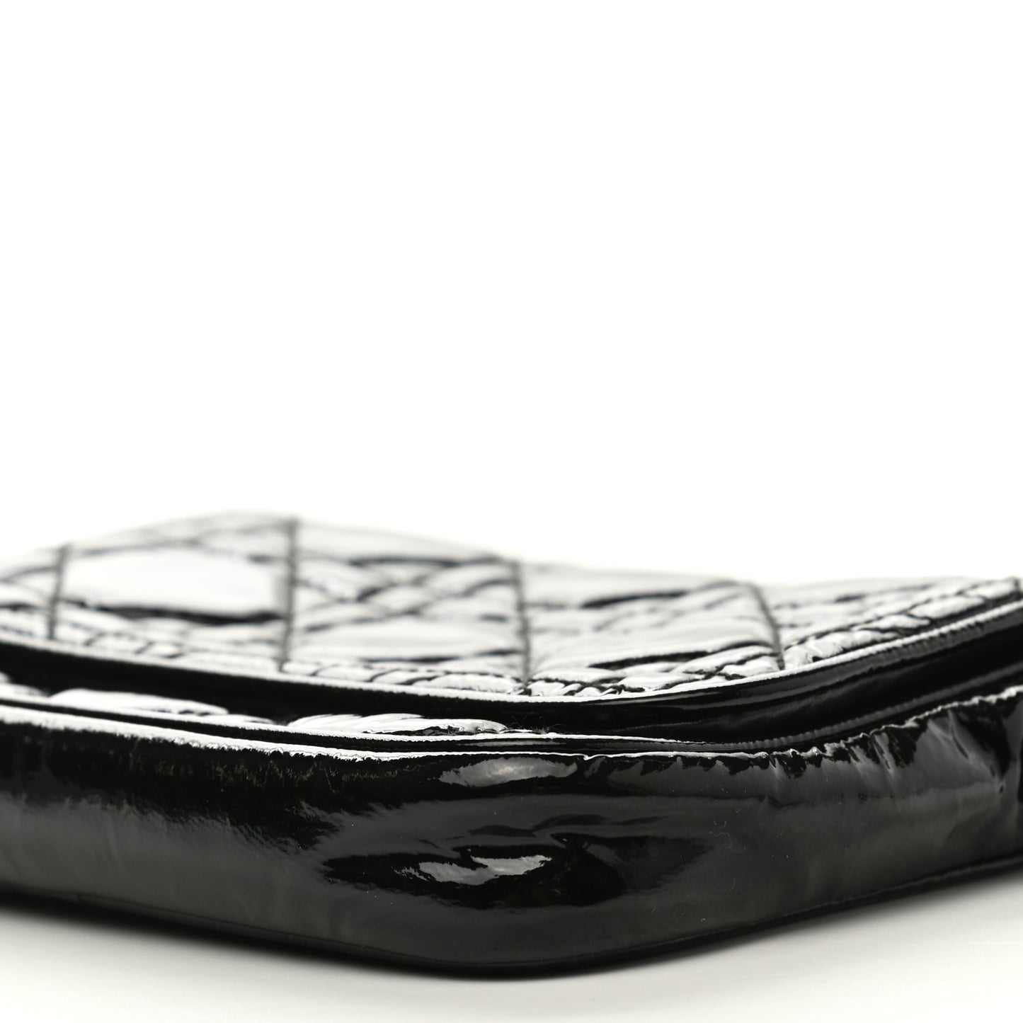 Patent Cannage Lady Dior Pochette Black