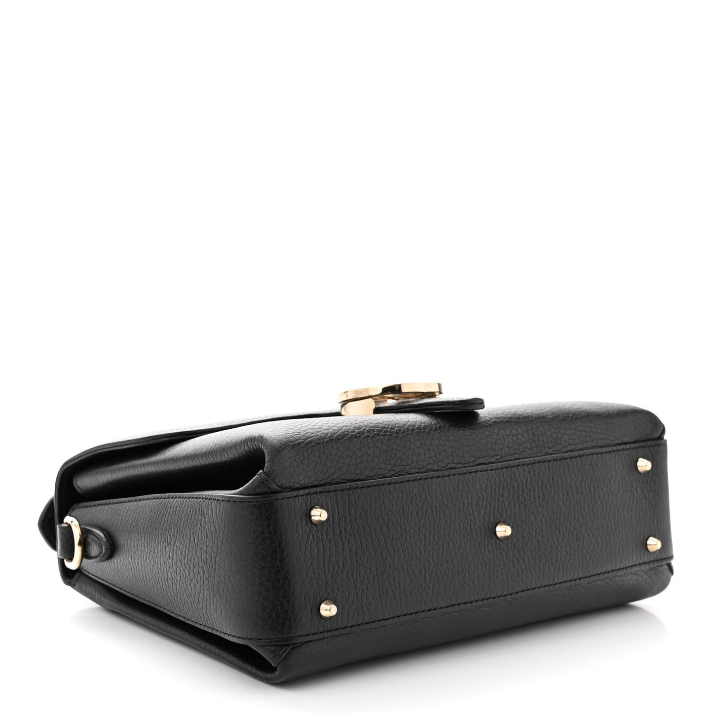 Dollar Calfskin Interlocking G Top Handle Shoulder Bag Black