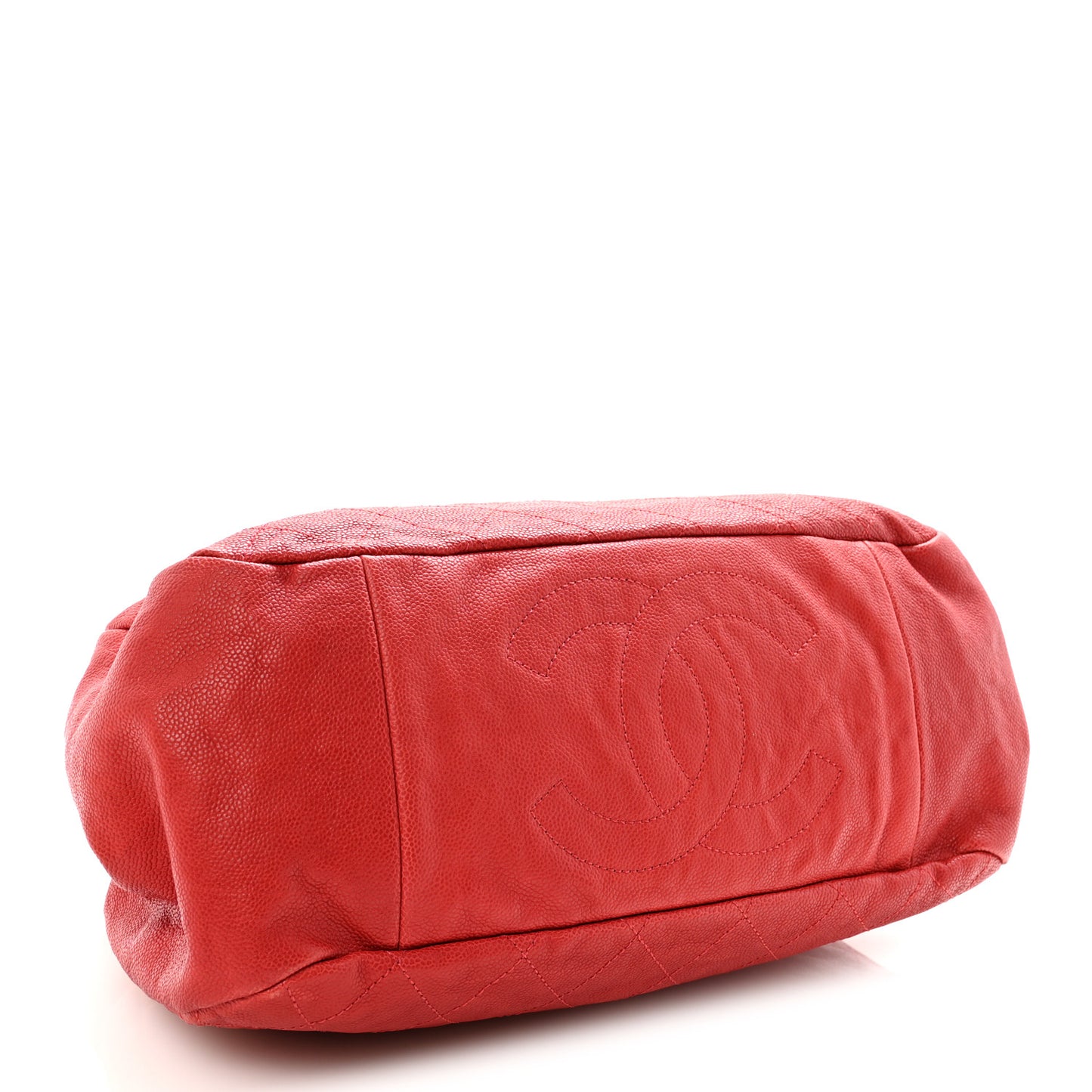 Caviar Quilted Frame CC Shopping Tote Red