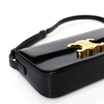 Celine Shiny Calfskin Triomphe Shoulder Bag Black 8 of 9