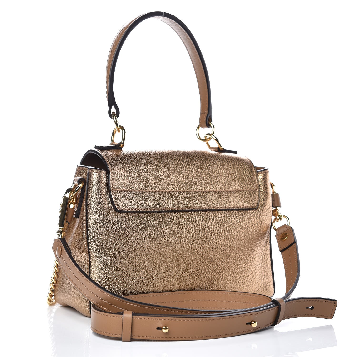 Chloe Metallic Calfskin Mini Faye Day Shoulder Bag Gold 3 of 9