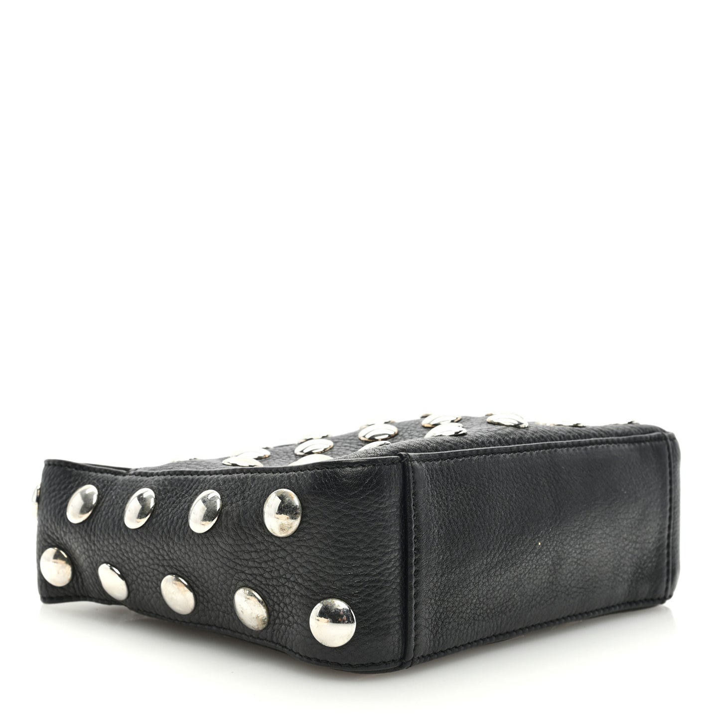 Pebbled Sport Calfskin Studded Small Elena Black