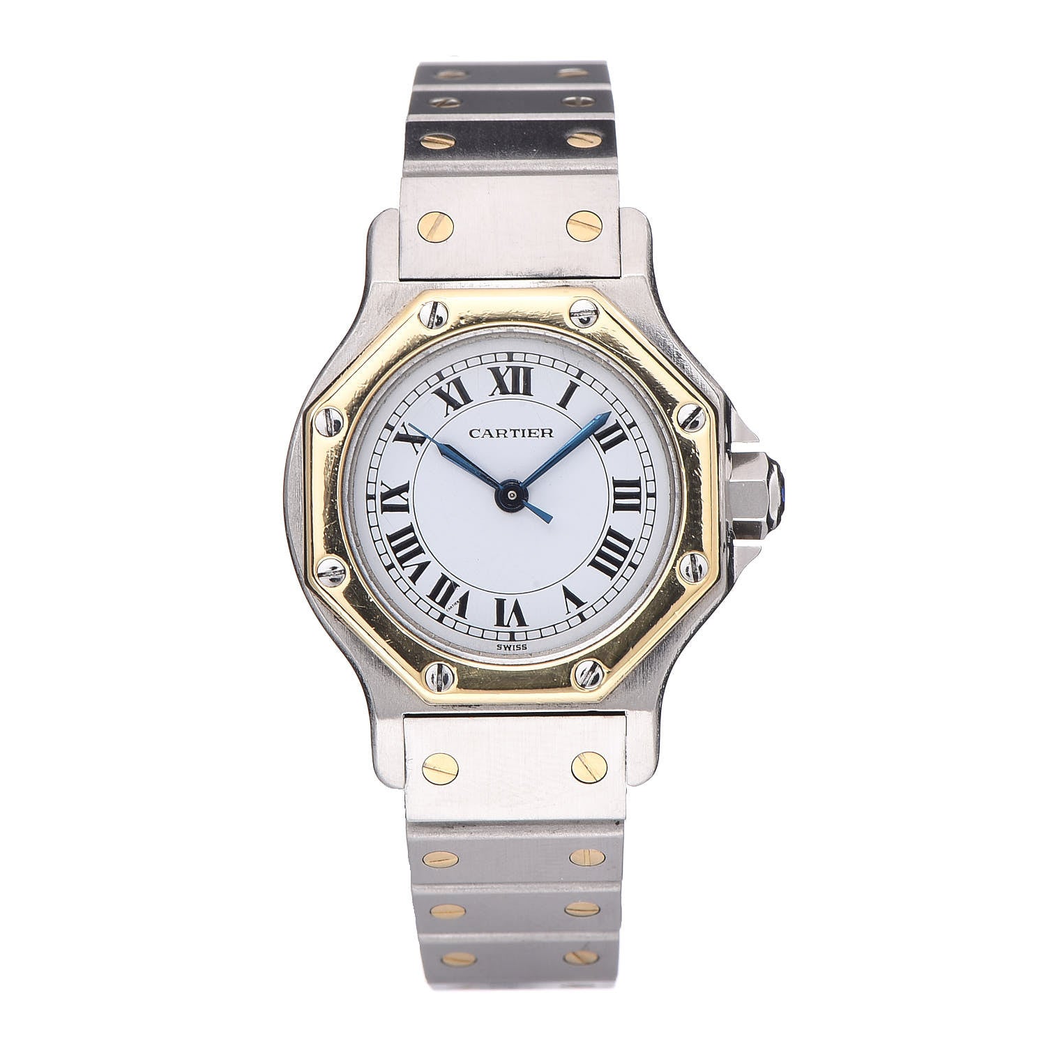 Cartier Stainless Steel 18K Yellow Gold 25mm Santos Octagon Automatic Watch 1 of 6