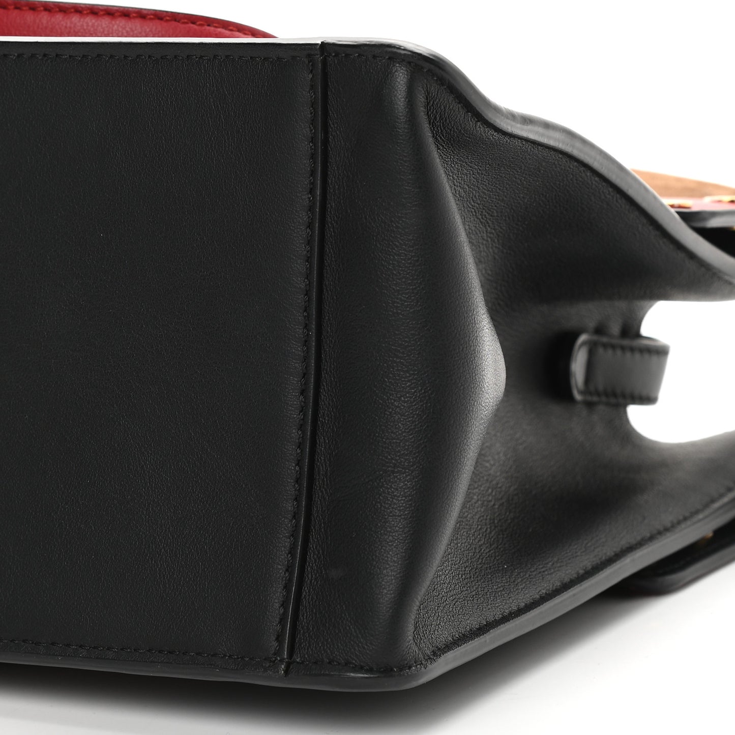 Vitello Grace Suede Small Flip Tote Black Fragola Marrone