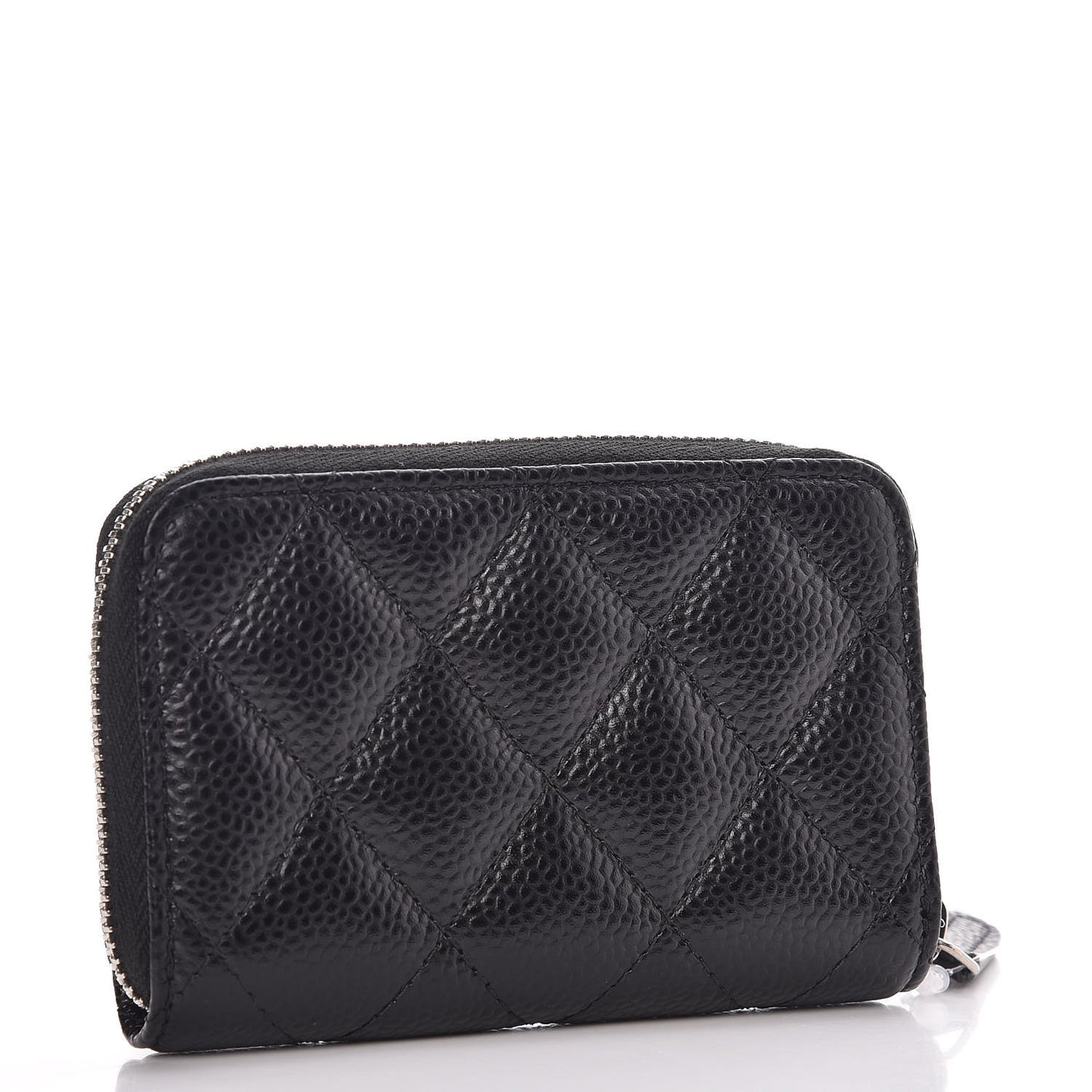 Caviar Quilted Zip Coin Purse Black