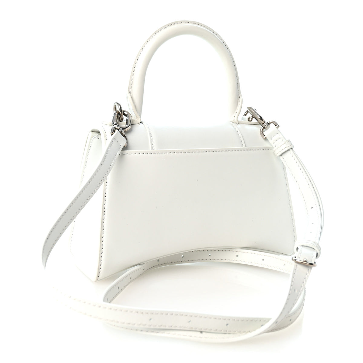 Box Calfskin Graffiti Logo Hourglass Top Handle Bag XS White Light Silver