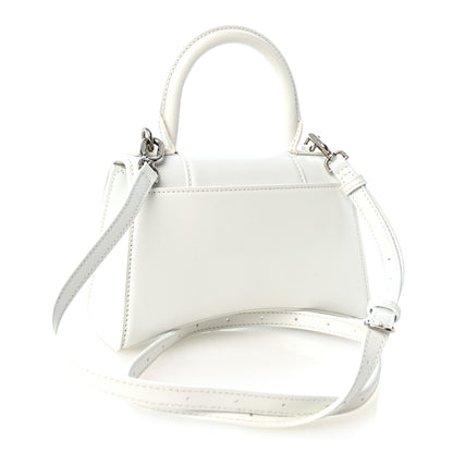 Balenciaga Box Calfskin Graffiti Logo Hourglass Top Handle Bag XS White Light Silver 3 of 9