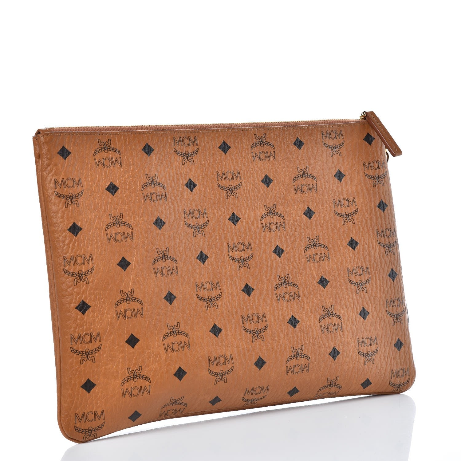MCM Visetos Large Stark Wristlet Pouch Cognac 3 of 7