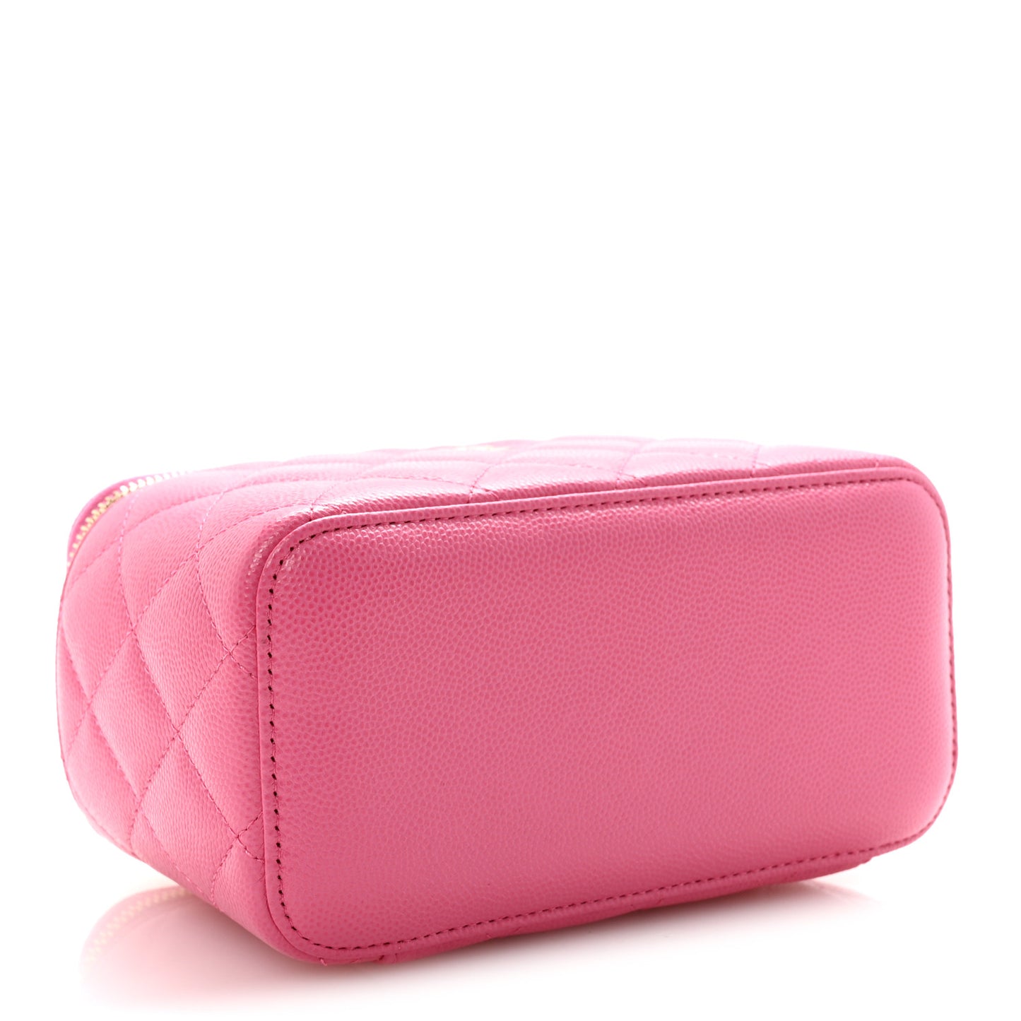 Caviar Quilted Small Vanity Case With Chain Pink