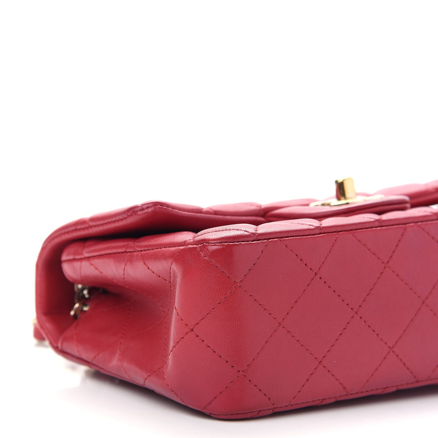 Lambskin Quilted Mini Rectangular Flap Red