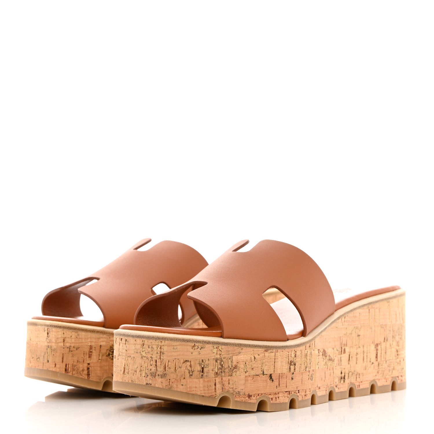 Hermes Calfskin Cork Eze 30 Sandals 40 Marron Glaise 3 of 9